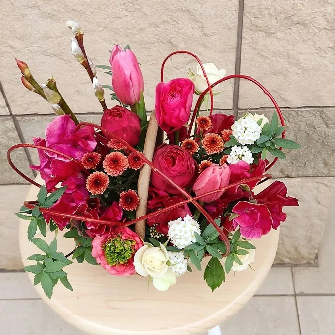 赤系春のアレンジメント