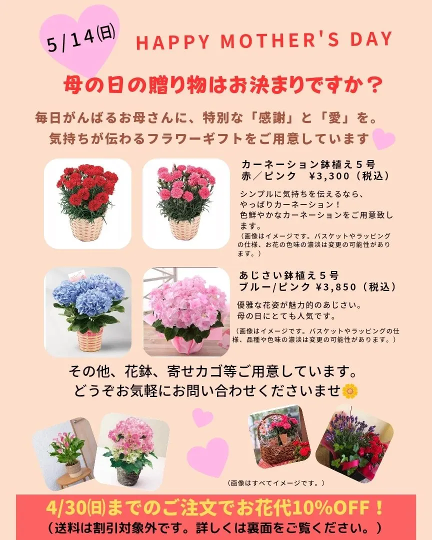 【母の日ご予約開始致します💐】